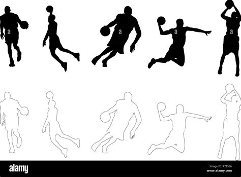 Basketball Player Silhouettes Outline Vector Stock Vector Image & Art ...