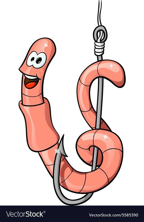 Cartoon Worm On A Hook Vector Image On VectorStock In 2024 Cartoon