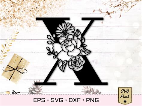 Clip Art Art Collectibles Floral Alphabet X Svg Flower Letter X Svg