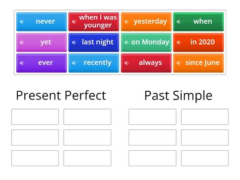 Present Perfect Vs Past Simple Ordenar Por Grupo