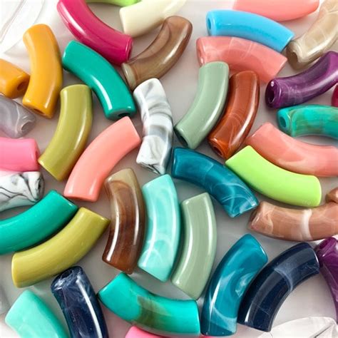 Acrylic Curved Skinny Tube Beads For Bracelet Making 16 Etsy