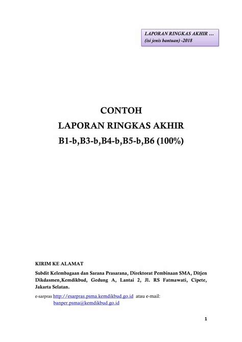 PDF CONTOH LAPORAN RINGKAS AKHIR B1 B B3 B B4 B B5 B B6 100