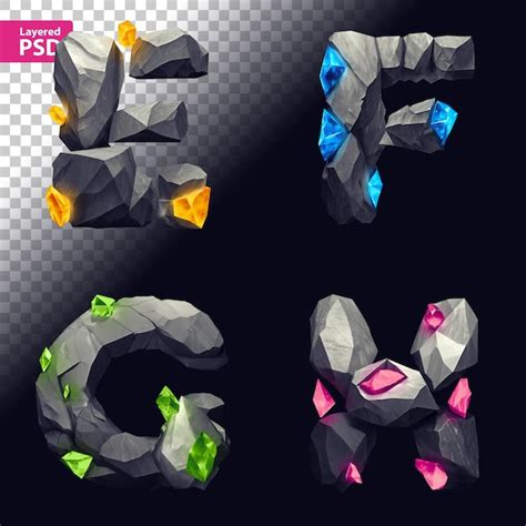 Premium PSD Fantasy Style Letters Made Of Hard Stones And Magical