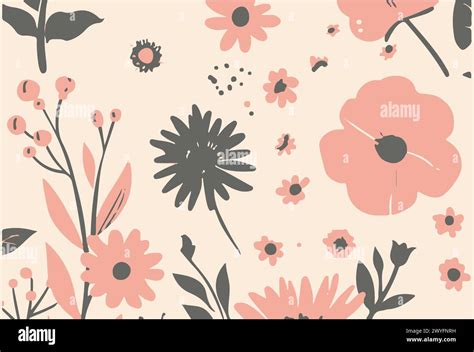 Big Flowers Vector Seamless Illustration Pattern Stock Vector Image