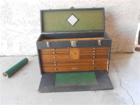 26 Vintage 11 Drawer H Gerstner Sons Leather Wood Machinist Tool Box