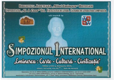 Simpozionul Eminescu Carte Cultur Civiliza Ie La Biblioteca