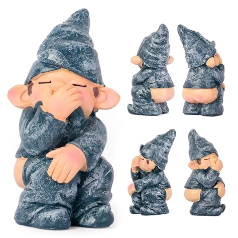 Funny Garden Miniature Dwarf Statue Pooping Peeing Gnome Statue For