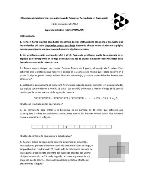 Pdf Olimpiada De Matem Ticas Para Alumnos De Primaria Y Pdf