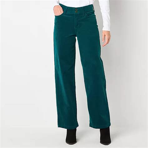 St Johns Bay Womens Mid Rise Wide Leg Corduroy Pant Tall Jcpenney