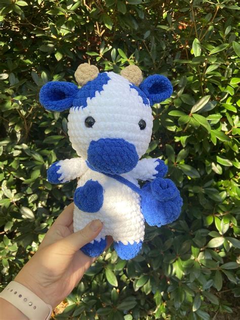 Blueberry Cow Plushie With Removable Bag Blueberry Cow Plush Blue