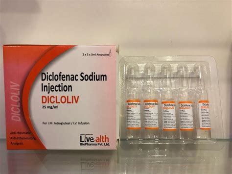 Diclofenac Sodium Injection Livealth Pharma Packaging Type Glass