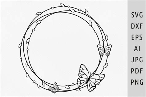 Butterfly Border Svg Circle Frame Svg Graphic By Julias Digital Designs · Creative Fabrica