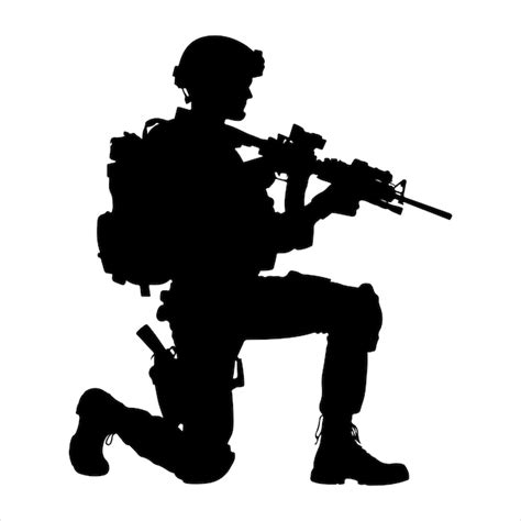 Soldier pose silhouette vector illustration | Premium AI-generated vector