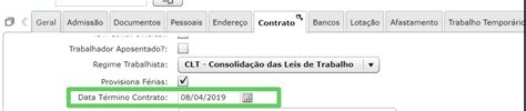 Erro 1 Campo de preenchimento obrigatório Data do término do