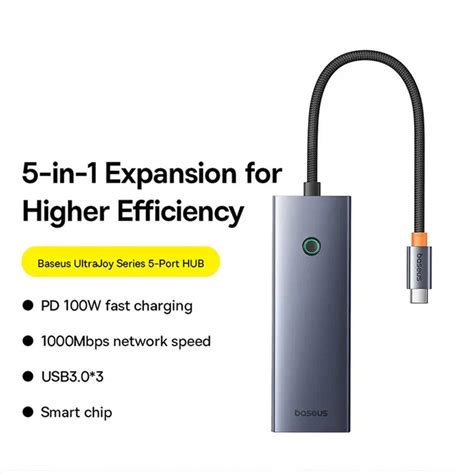 Baseus Ultrajoy Series Port Hub Adapter Type C To Usb X Rj Pd