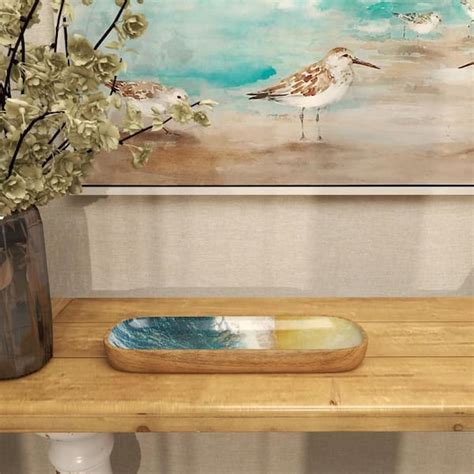 Litton Lane Brown Handmade Mango Wood Ocean Inspired Decorative Tray