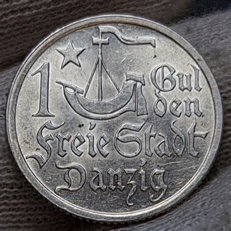 Danzig 1 Gulden 1923 Kogge Silber Vz Prfr Kl Fleck MA Shops