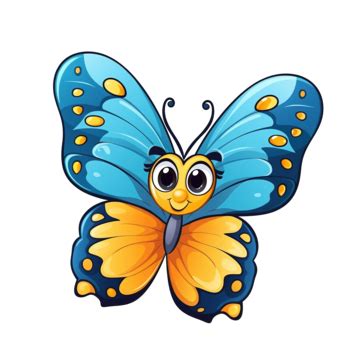 Linda Mariposa De Dibujos Animados Aislada En Un Fondo Blanco Png