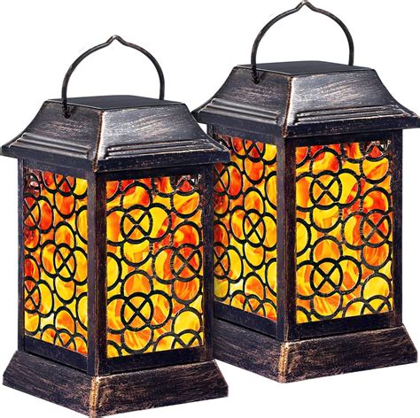 Amazon TomCare Solar Lights Metal Solar Lantern Flickering Flame