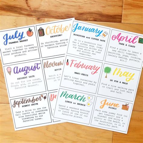 Printable 12 Months Of Dates Going Out Etsy Diy Romantic Ts For