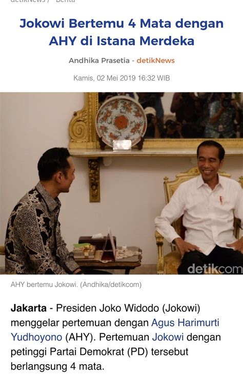 Tahun 2019 AHY Memang Sering Ke Istana Beliau Ditawarkan Posisi