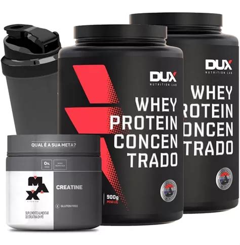 Combo 2 Whey Concentrado Dux 900g Creatina Max Titanium Parcelamento