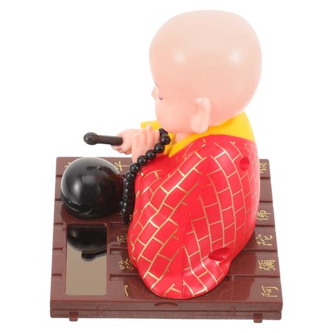 Solar Powered Shaking Head Monk Figurine Buddha Monk Statue Home Car