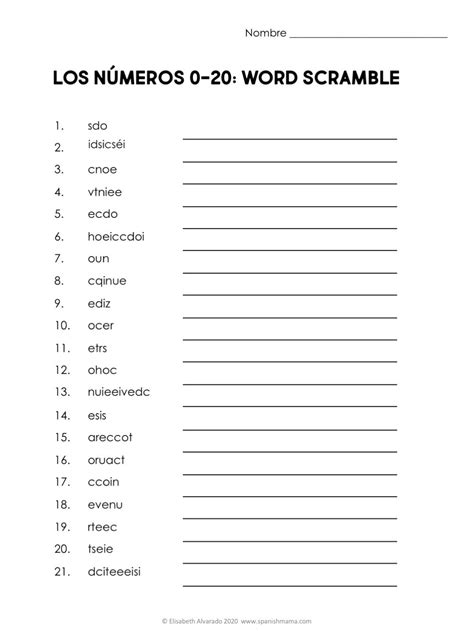 Number Worksheet In Spanish