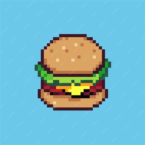 Premium Vector Pixel Art Illustration Burger Pixelated Hamburger Beef