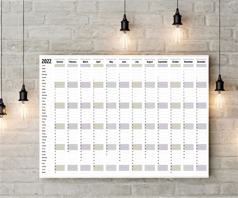 Calendario De Pared 2021 Al 2025 Planificador Anual Etsy