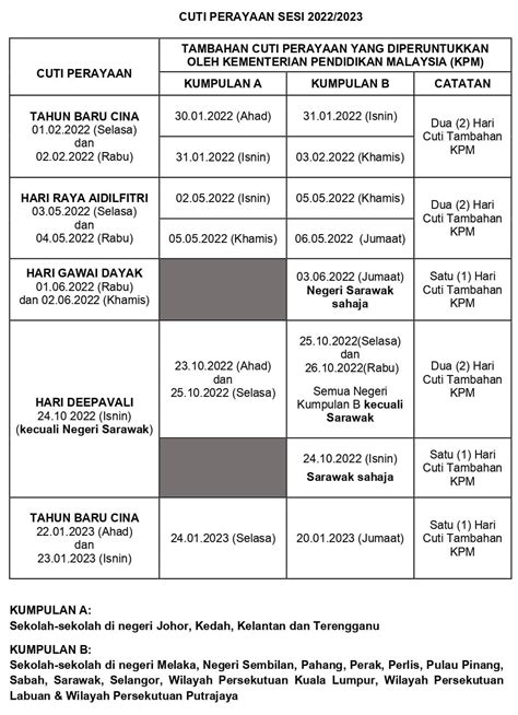 Kalender Beserta Cuti Umum Dan Cuti Sekolah