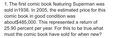 Solved 1 The First Comic Book Featuring Superman Was Sold