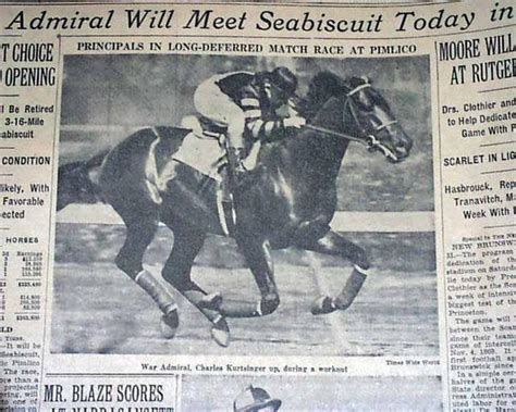 SEABISCUIT vs. WAR ADMIRAL 1938 Horse Racing Newspapers | #25984325