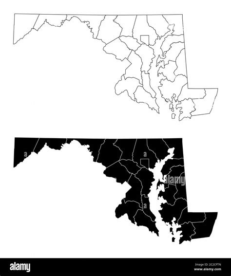 Maryland County Maps Stock Vector Image Art Alamy