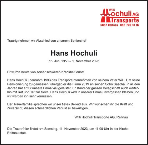 Hans Hochuli Landanzeiger