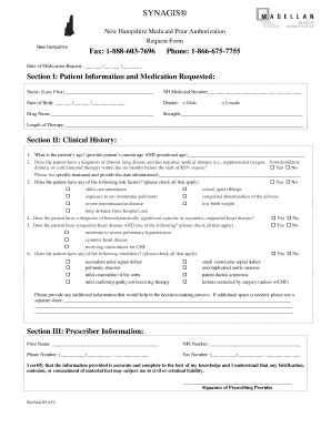 Fillable Online New Hampshire Medicaid Prior Authorization Request Form