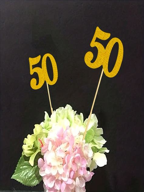 24pcs 50th Birthday Centerpiece Sticks Glitter Number 50 Table