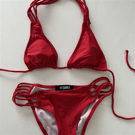 Missguided Red Cut Out Tie Bikini Bra Top And Bikini Depop