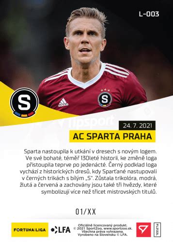 Veselý drak Fotbalové karty Fortuna Liga od Sportzoo 2021 22 L 003