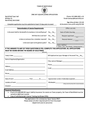 Fillable Online One Day Liquor License Application Fax Email Print