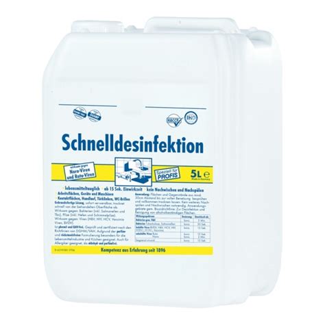 Flächenschnelldesinfektion für Lebensmittelbereiche Kanister 5 Liter