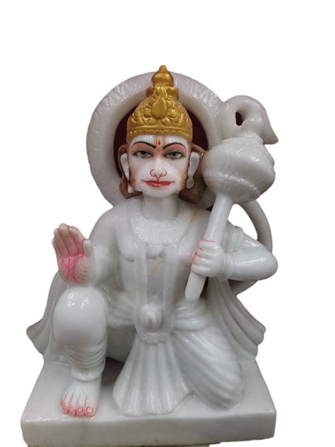 White Marble Hanuman Statue For Worship Size 10 Inch Height At