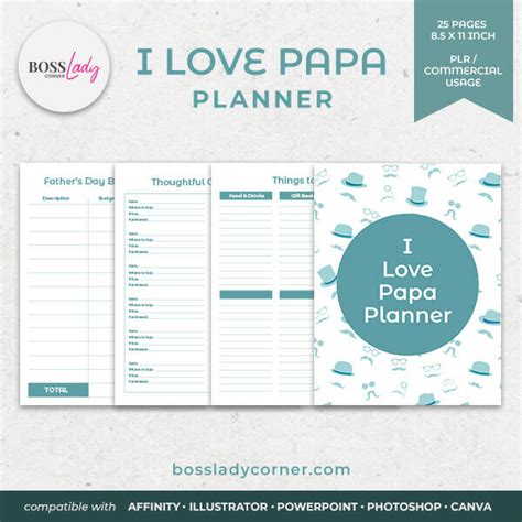 I Love Papa Father S Day Planner Boss Lady Corner