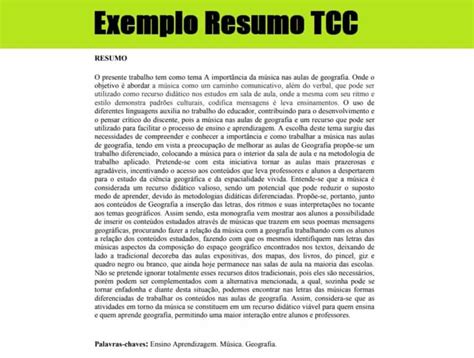 Resumo No TCC Veja Como Fazer As Regras Da ABNT E Exemplos Projeto