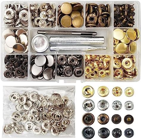 TmppDeco 90 Sets 15mm Brass Snap Fastener Kit With 4 Setting Tools 4