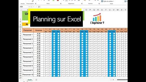 Planning De Présence Avec Mise En Forme Conditionnelle Et Case à Cocher