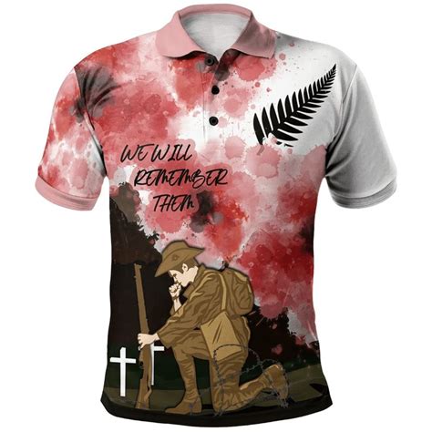 Aio Pride New Zealand Anzac Polo Shirt We Will Remember Them Ver