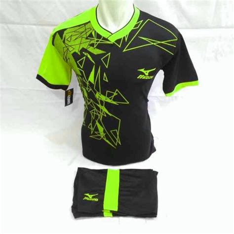 Jual Setelan Kaos Voli Futsal Badminton Merek Mizuno Motif Pecahan Kaca