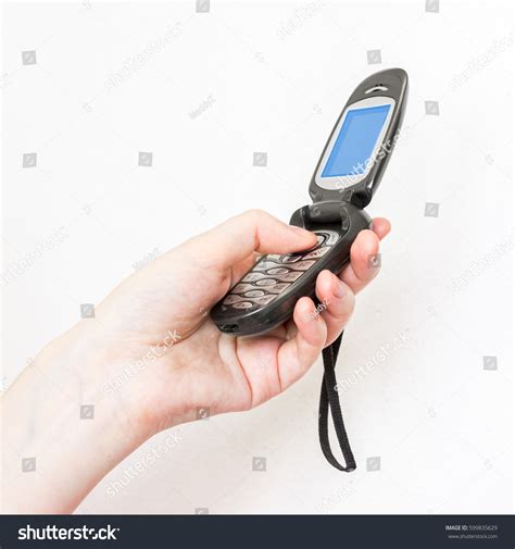 Retro Flip Flop Mobile Phone Hand Stock Photo Edit Now 599835629