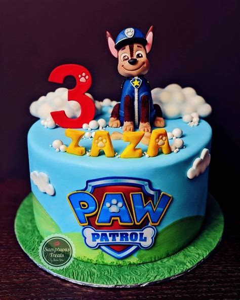 Chase Paw Patrol Inspired Birthday Cake #pawpatrol #chase #kidsbday #pawpatrolchase #cartooncak ...